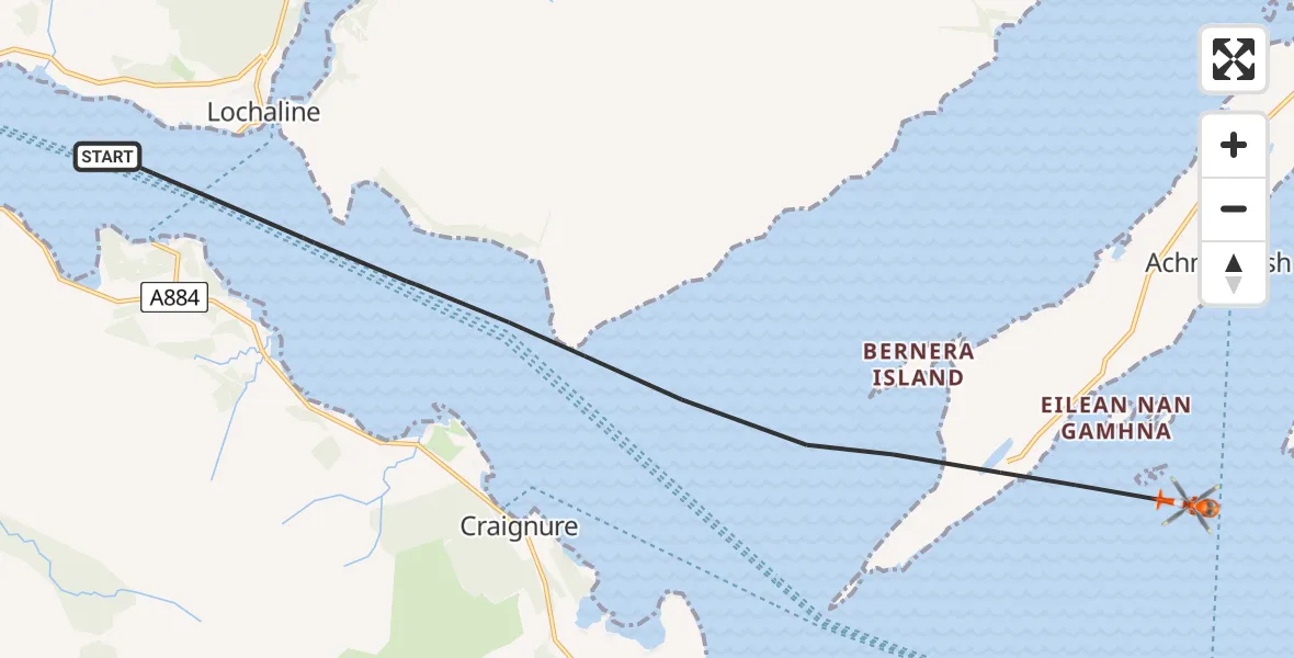 Flight route Coastguard Helicopter Inner Seas - Inner Seas, 20 April 2026, 14:47