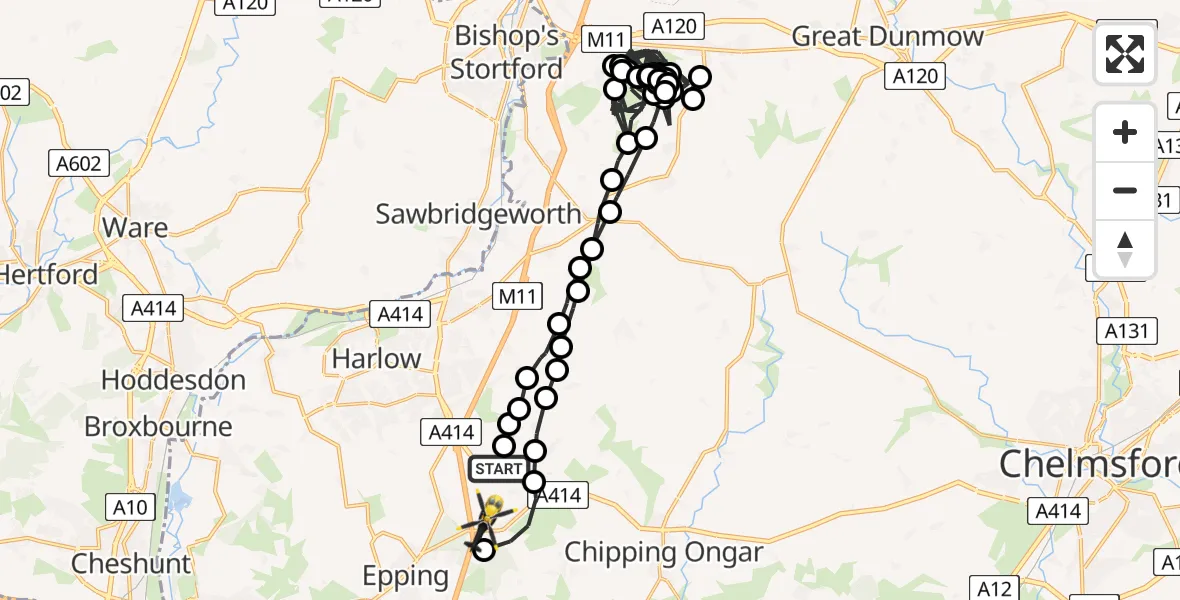 Flight route Police Helicopter North Weald Airfield - North Weald Airfield, 20 April 2026, 16:44