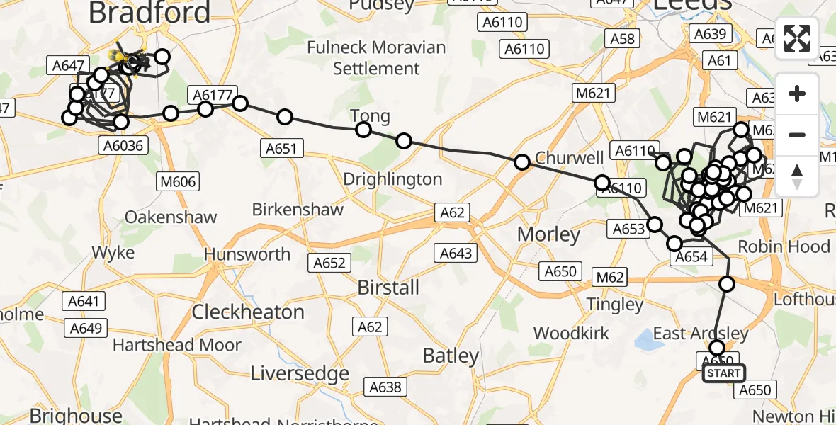 Flight path map showing Police Helicopter route from Carr Gate to Trident