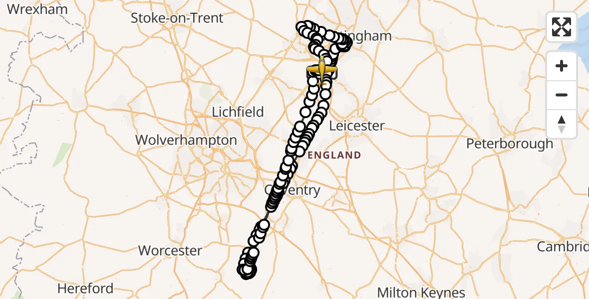 Flight route Police Aircraft East Midlands Airport - East Midlands Airport, 20 April 2026, 20:34