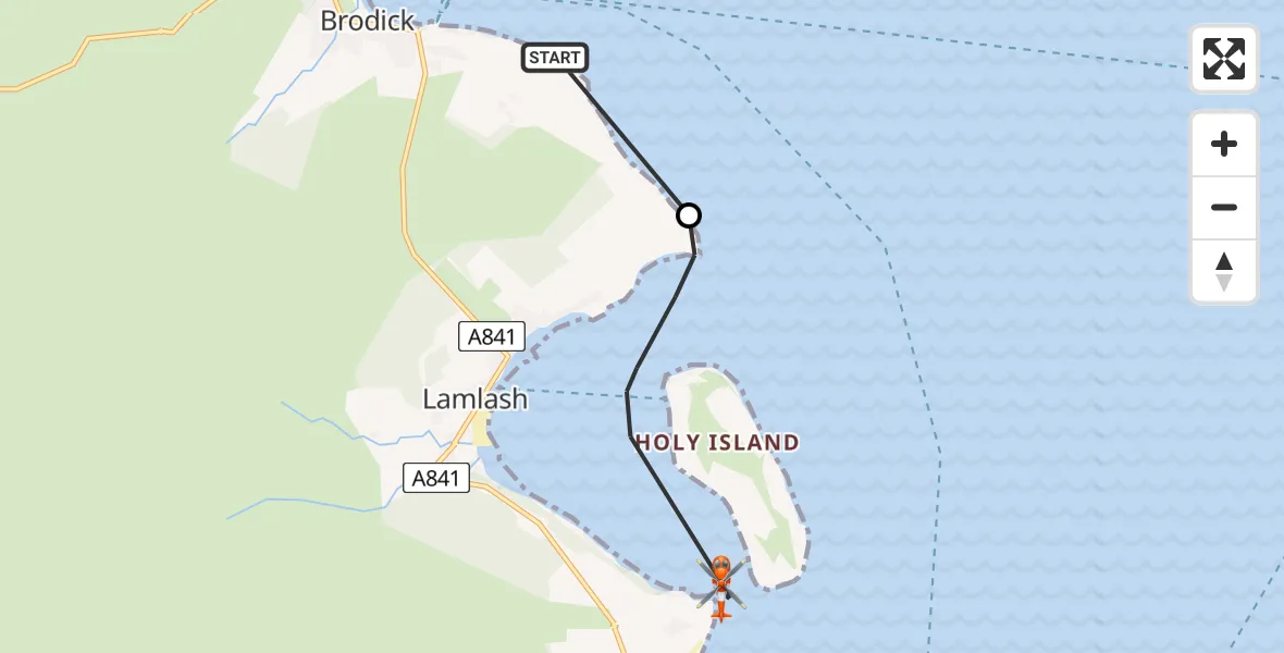 Flight route Coastguard Helicopter North Corriegills - Inner Seas, 20 April 2026, 20:40