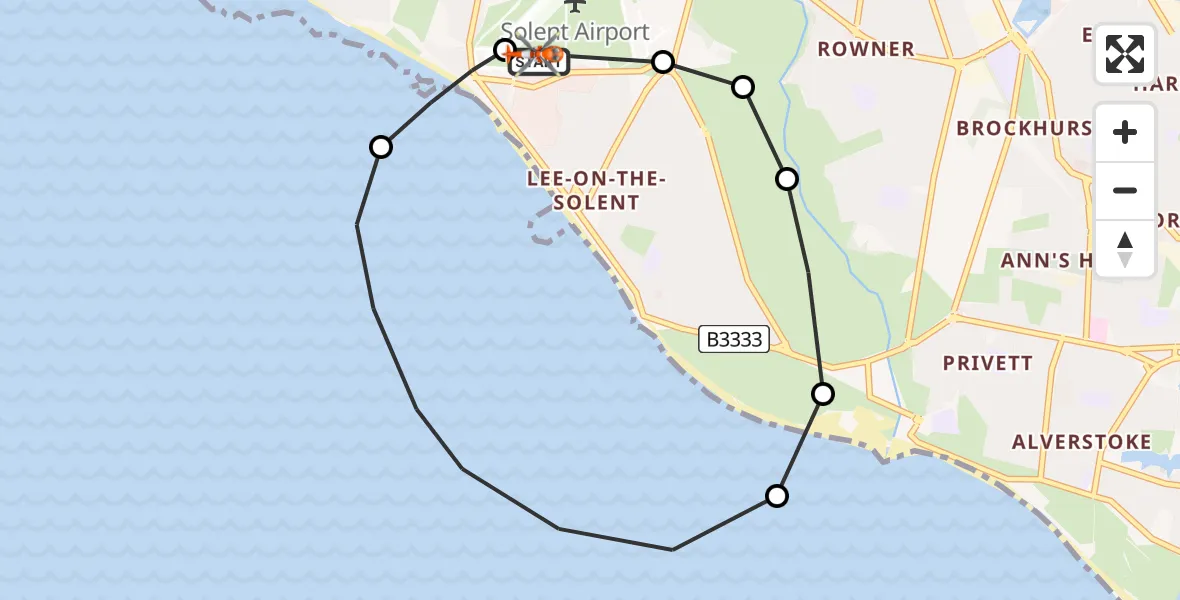 Flight route Coastguard Helicopter Solent Airport - Solent Airport, 20 April 2026, 20:56