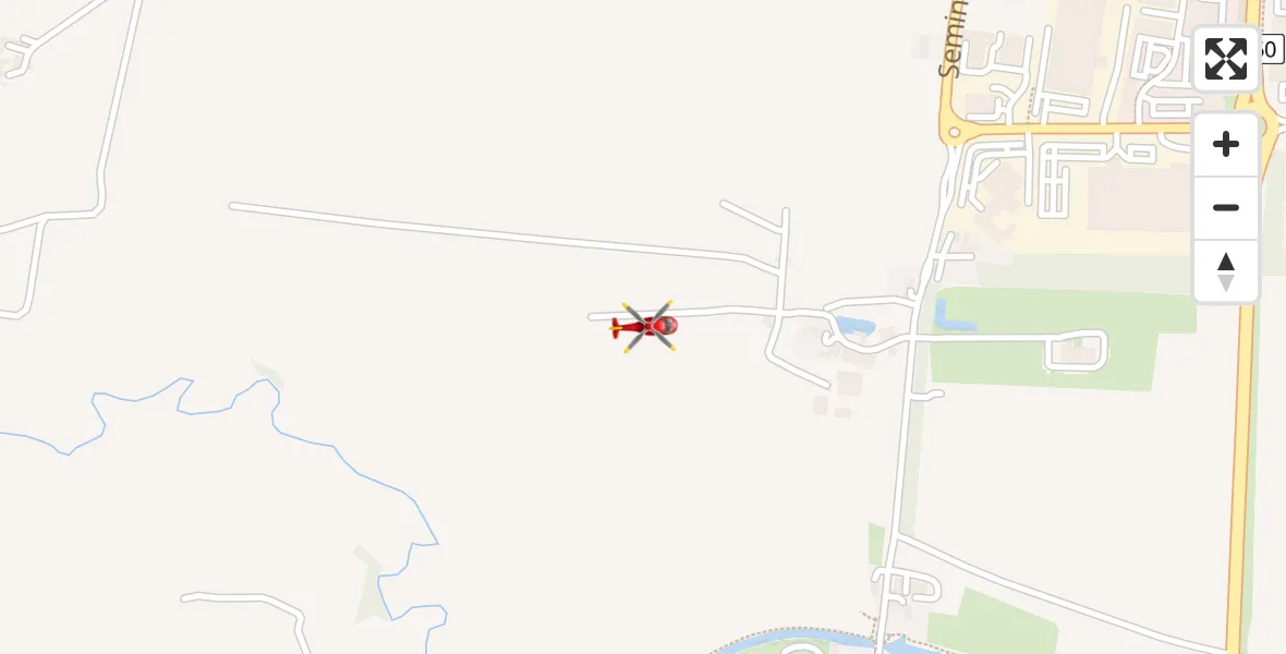 Flight path map showing Air Ambulance Helicopter route from Semington to Semington