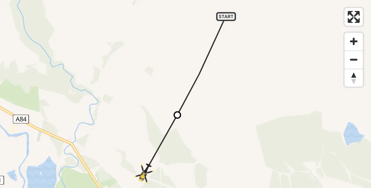 Flight path map showing Police Helicopter route from Stirling to Keltie Bridge