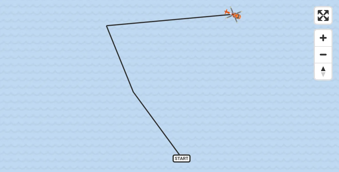 Flight path map showing Coastguard Helicopter route from North Atlantic Ocean to North Atlantic Ocean