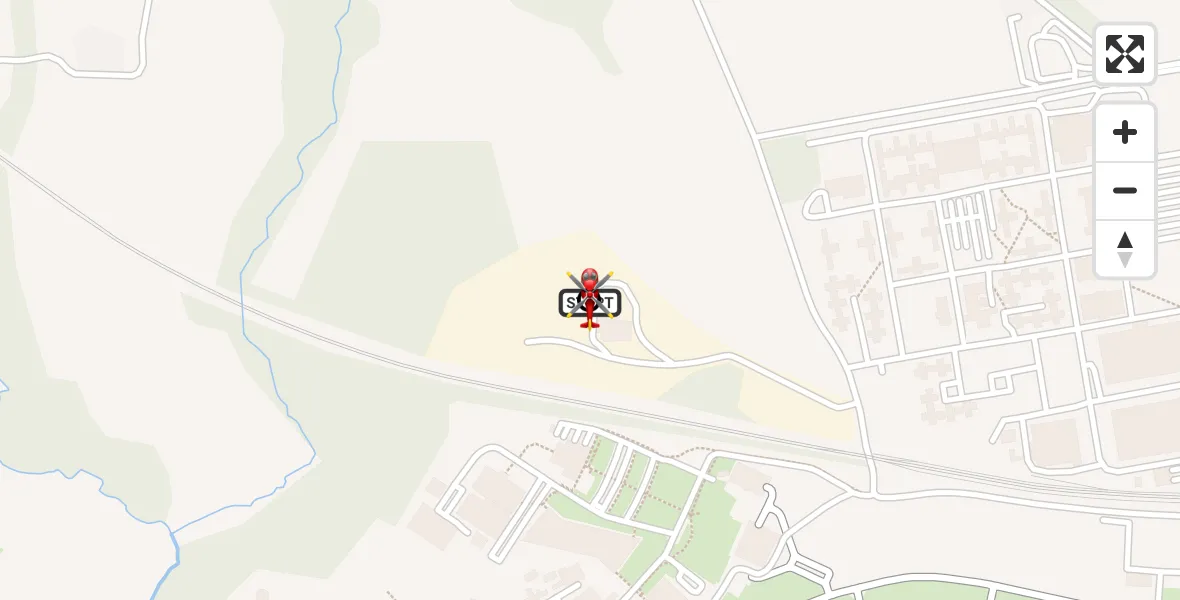 Flight path map showing Air Ambulance Helicopter route from RAF Cosford to Cosford