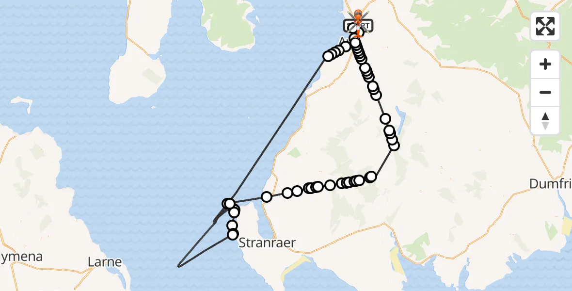 Flight route Coastguard Helicopter Glasgow Prestwick Airport - Glasgow Prestwick Airport, 21 April 2026, 18:33