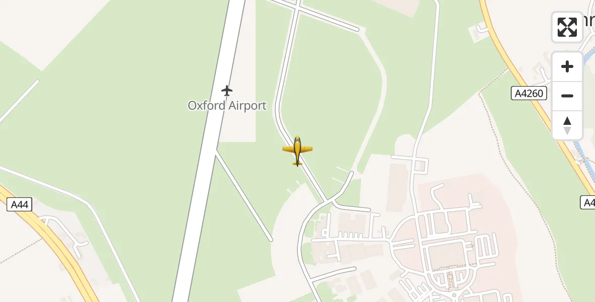 Flight path map showing Police Aircraft route from London Oxford Airport to London Oxford Airport