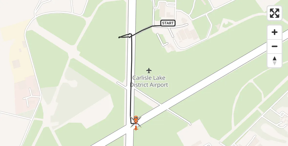 Flight path map showing Coastguard Helicopter route from Carlisle Lake District Airport to Carlisle Lake District Airport
