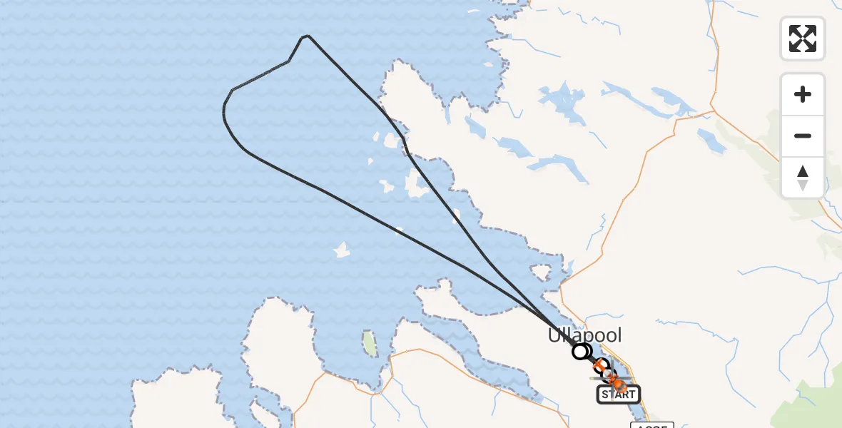 Flight path map showing Coastguard Helicopter route from Loggie to Loggie
