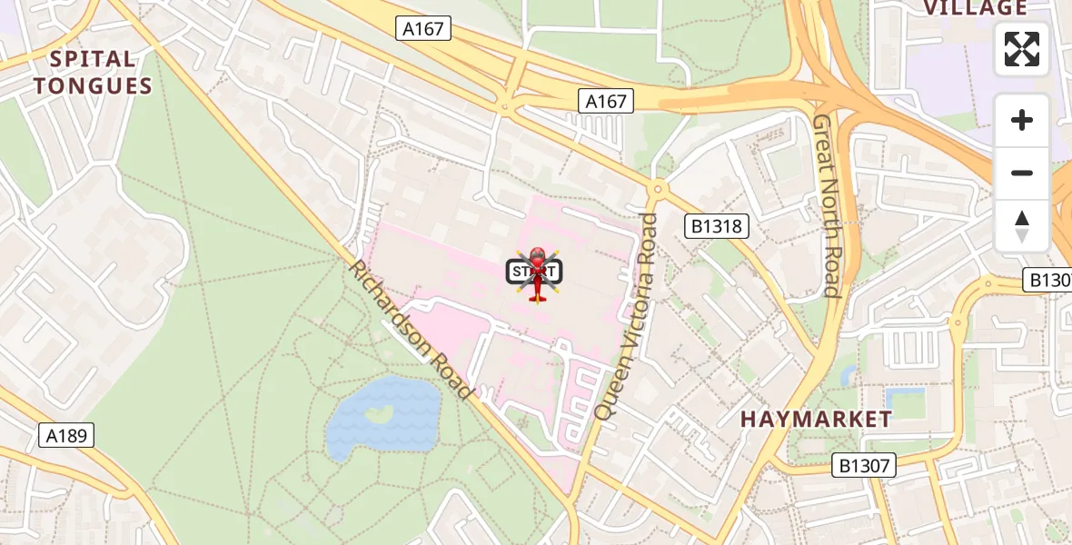 Flight route Air Ambulance Helicopter Newcastle Royal Victoria Infirmary - Newcastle Royal Victoria Infirmary, 22 April 2026, 09:21