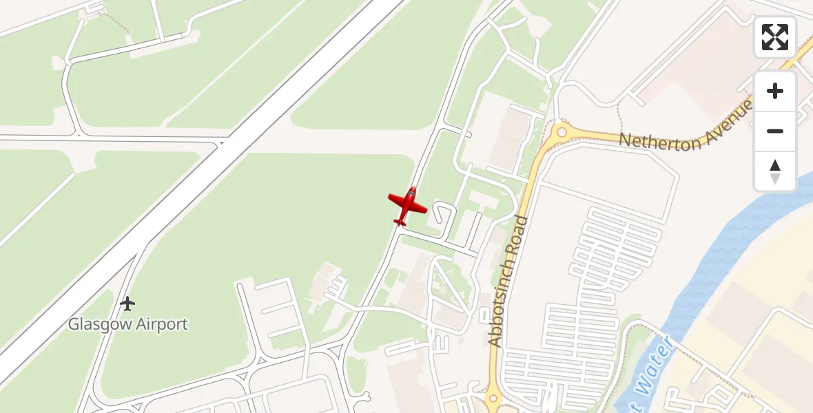 Flight path map showing Air Ambulance Aircraft route from Glasgow Airport to Glasgow Airport