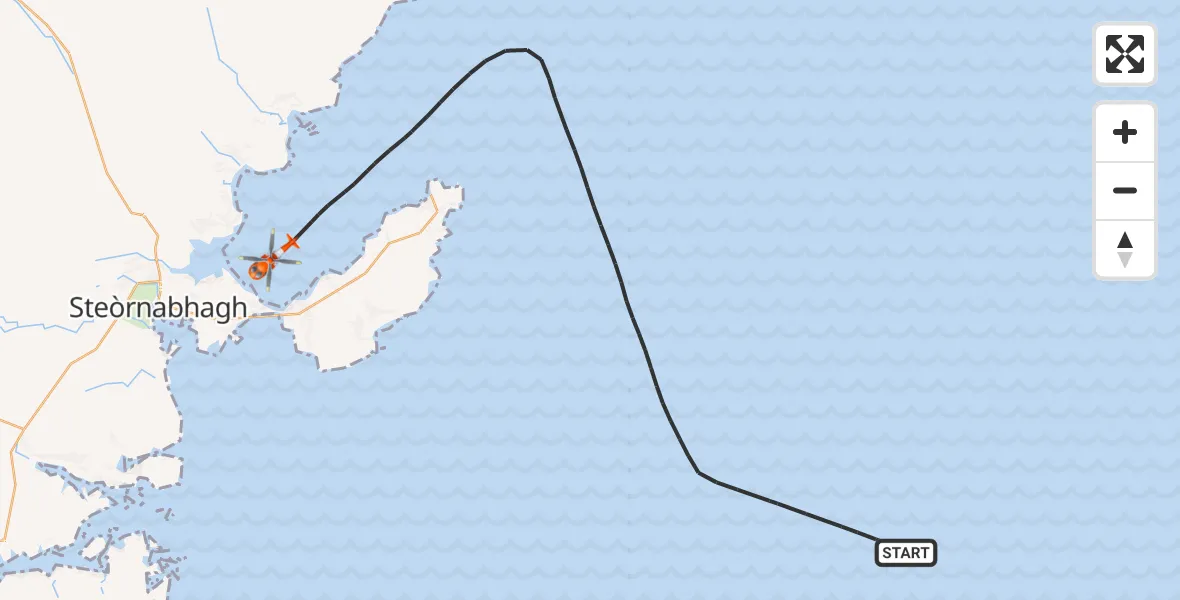 Flight path map showing Coastguard Helicopter route from Inner Seas to Inner Seas