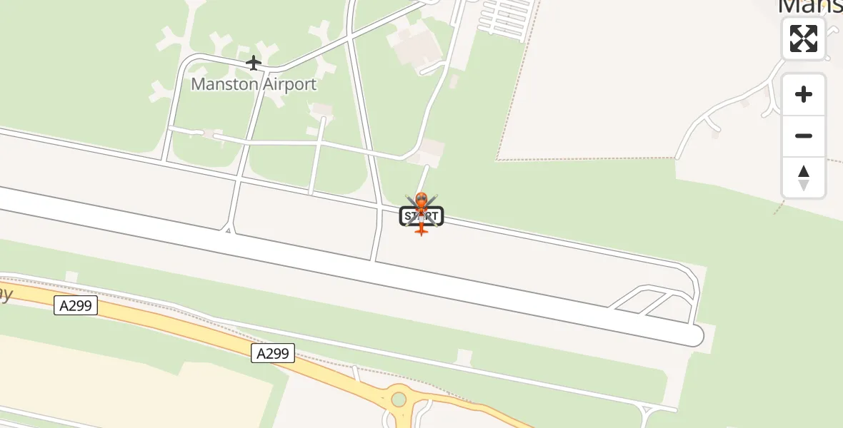 Flight path map showing Coastguard Helicopter route from Manston Airport to Manston Airport