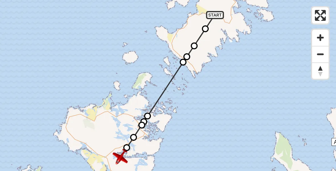 Flight path map showing Air Ambulance Aircraft route from Na h-Eileanan Siar to Loch Euphort