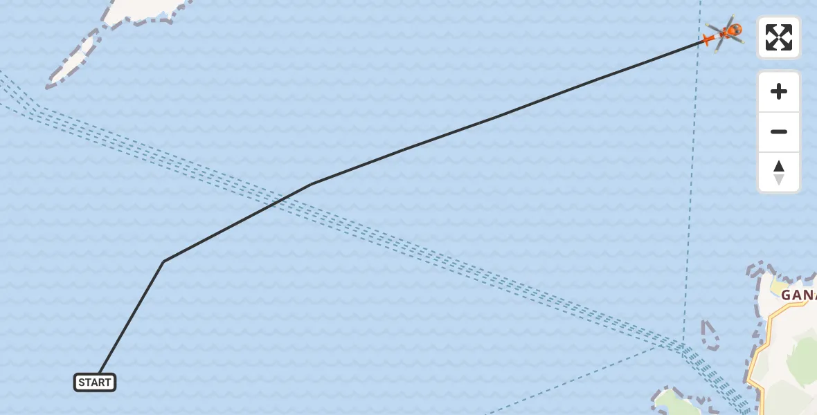 Flight path map showing Coastguard Helicopter route from Inner Seas to Inner Seas