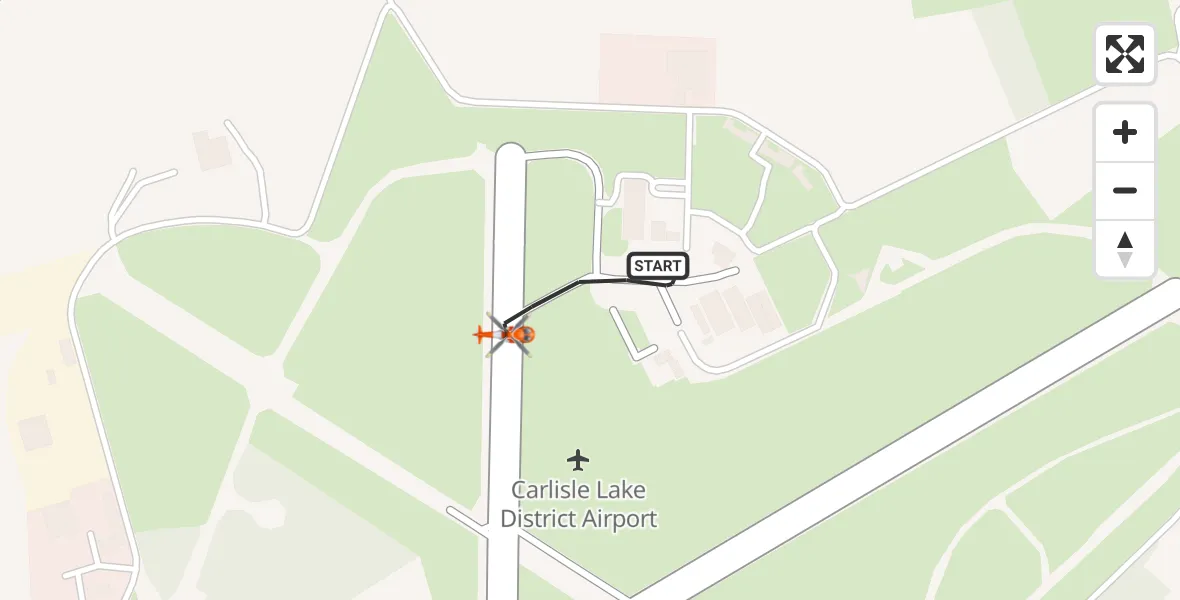 Flight path map showing Coastguard Helicopter route from Carlisle Lake District Airport to Carlisle Lake District Airport