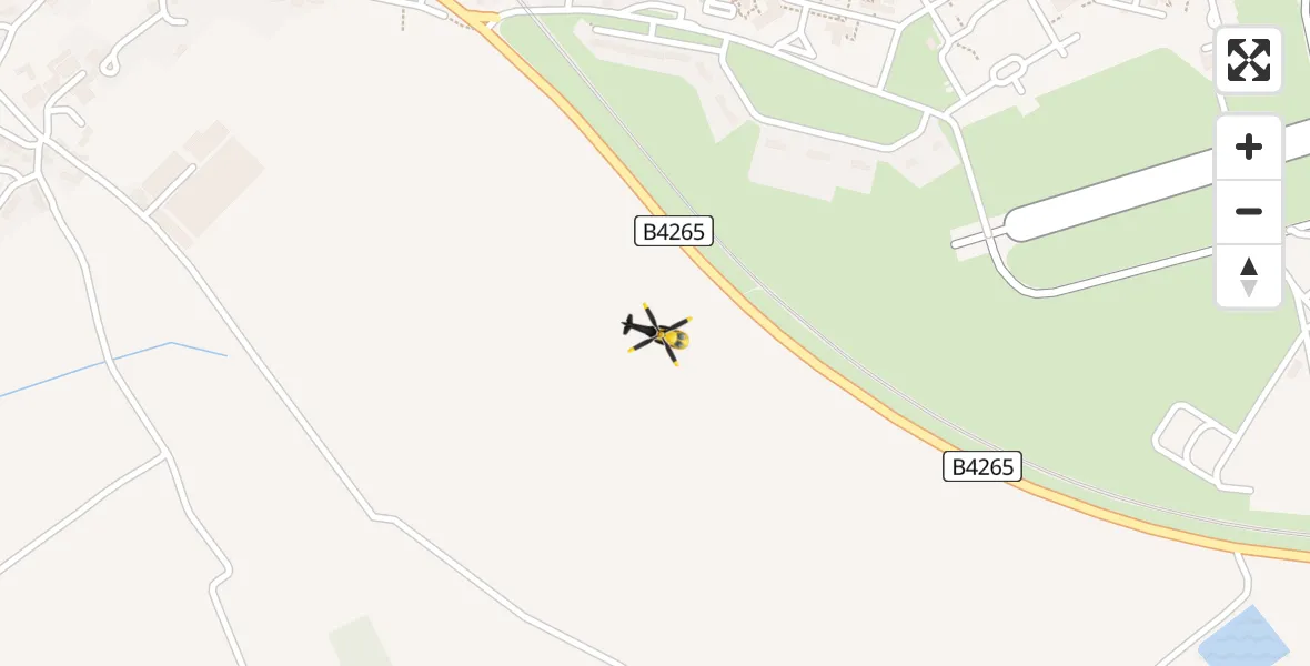 Flight path map showing Police Helicopter route from MOD St Athan to MOD St Athan