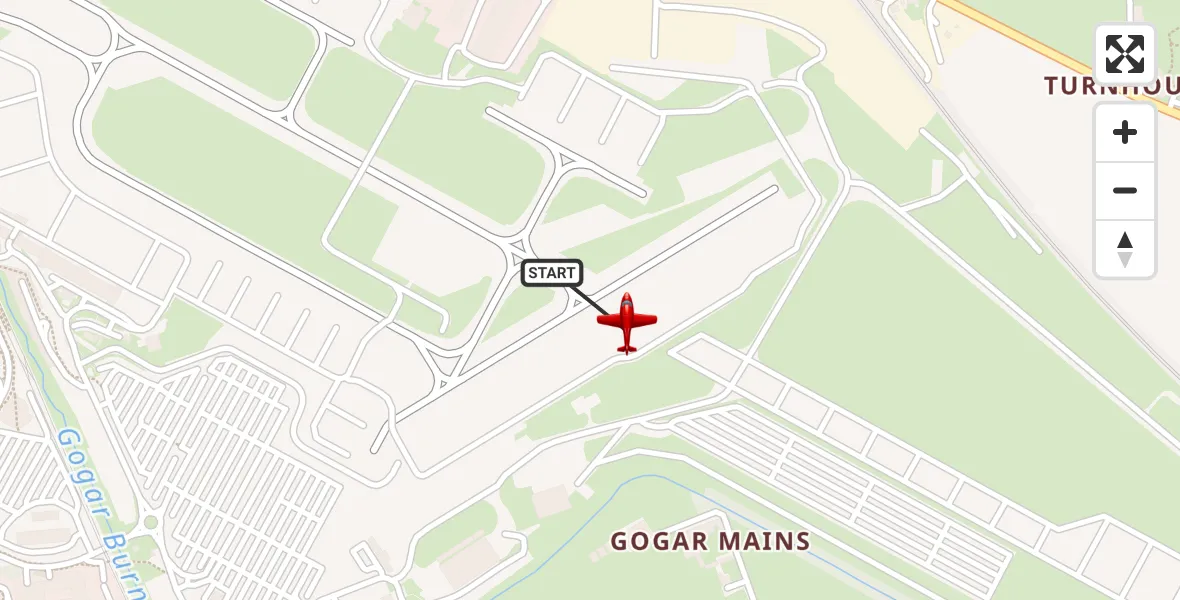 Flight path map showing Air Ambulance Aircraft route from Edinburgh Airport to Edinburgh Airport