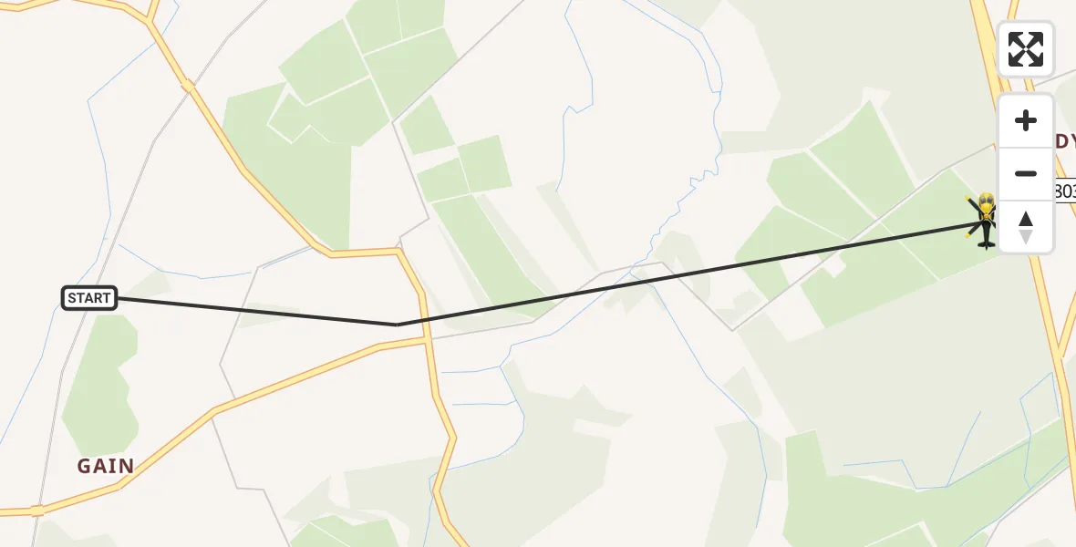 Flight path map showing Police Helicopter route from Gain to Wattston