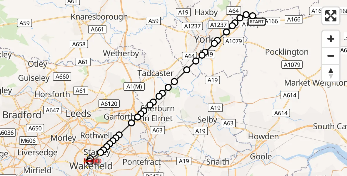 Routekaart van de vlucht: Air Ambulance Helicopter to Newton Hill, Ash Road