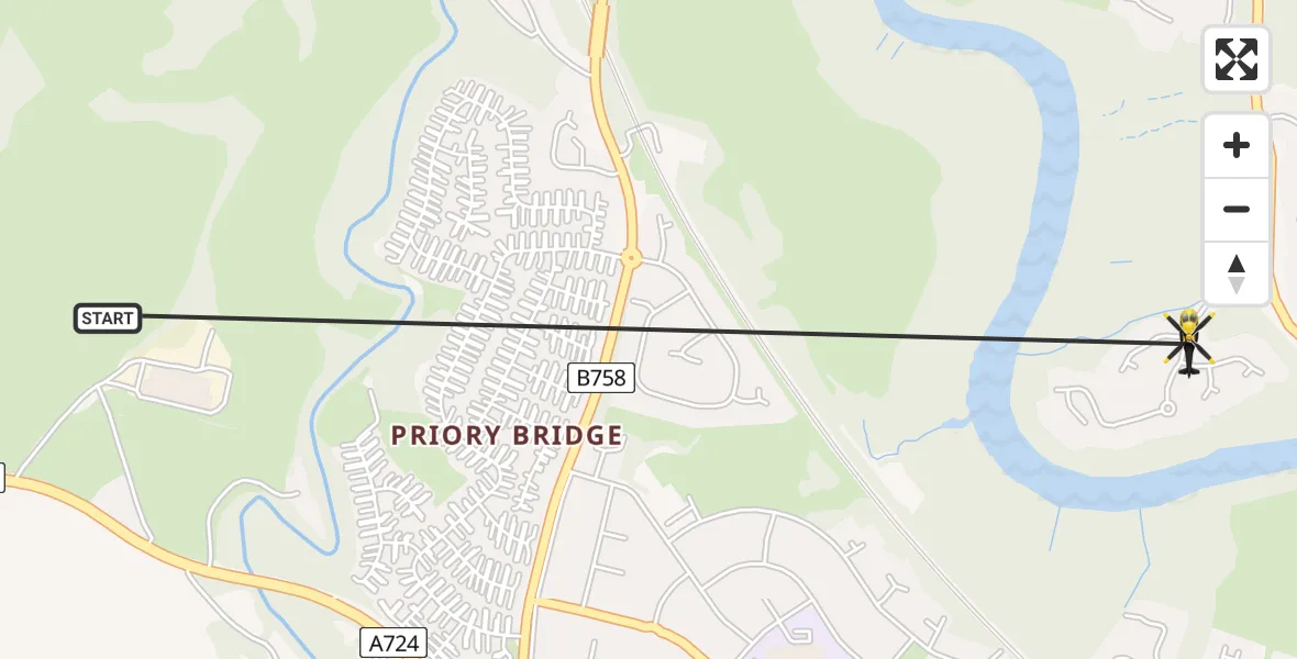 Flight path map showing Police Helicopter route from Blantyre to Blantyre