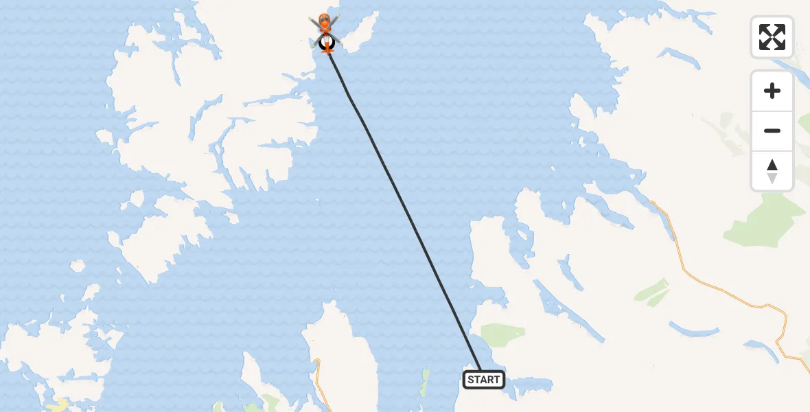 Flight path map showing Coastguard Helicopter route from Inner Seas to Stornoway Airport