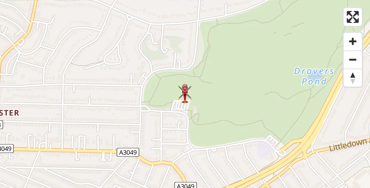 Flight path map showing Air Ambulance Helicopter route from Bournemouth to Bournemouth