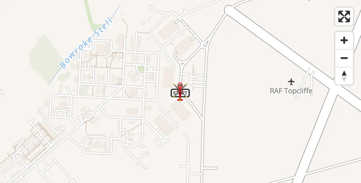 Flight path map showing Air Ambulance Helicopter route from RAF Topcliffe to RAF Topcliffe