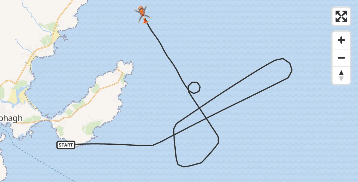 Flight path map showing Coastguard Helicopter route from Inner Seas to Inner Seas