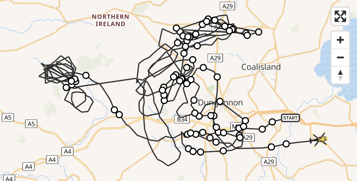 Flight route Police Helicopter Mid-Ulster District Council - Armagh City, Banbridge and Craigavon District Council, 23 April 2026, 10:50