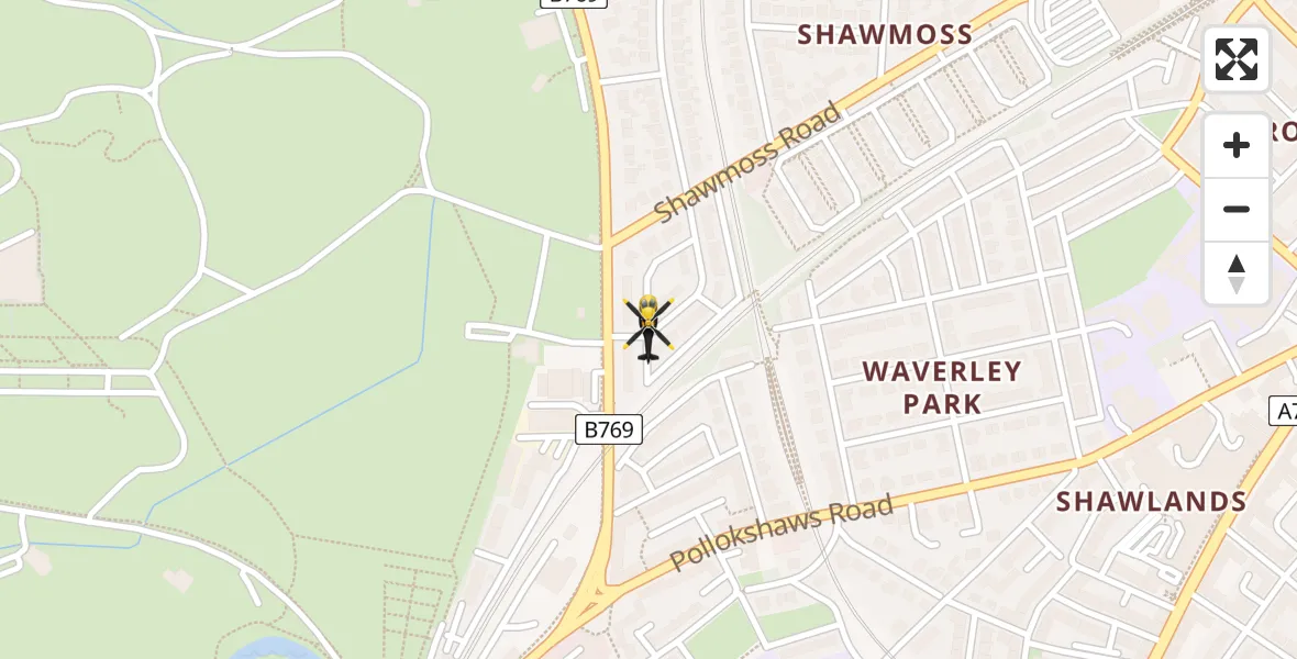 Flight path map showing Police Helicopter route from Glasgow to Glasgow