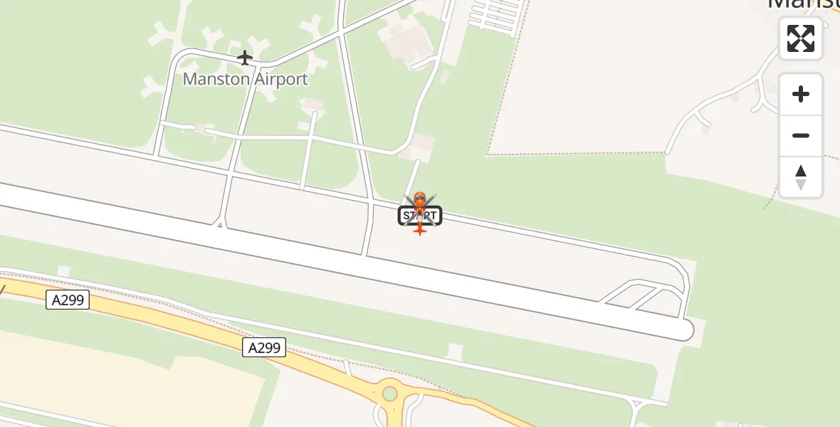 Flight path map showing Coastguard Helicopter route from Manston Airport to Manston Airport