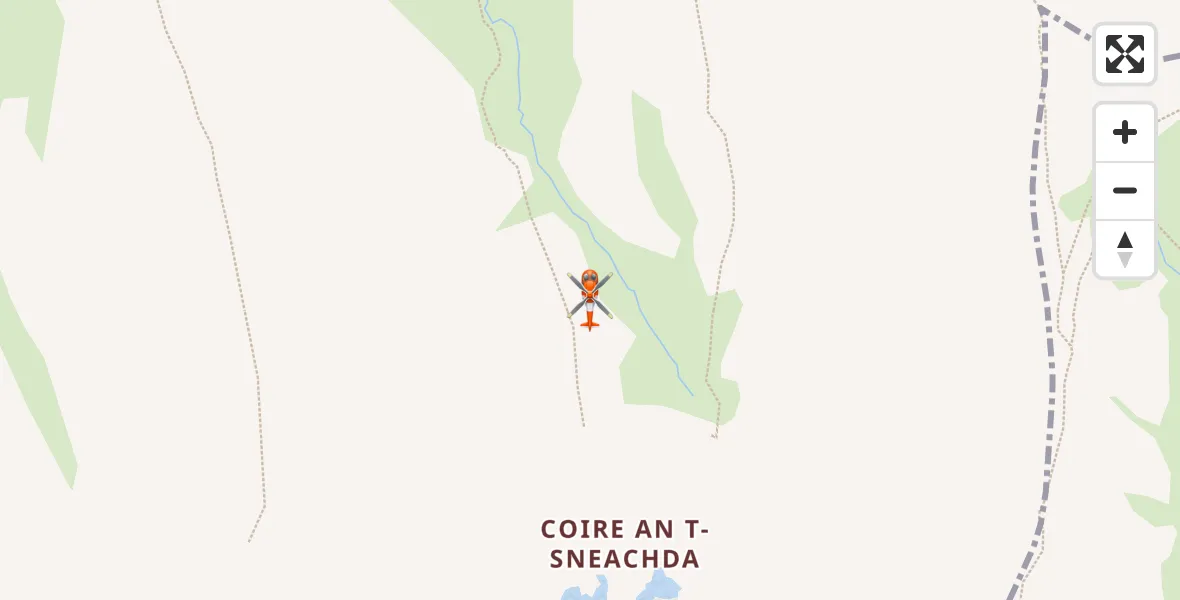 Flight path map showing Coastguard Helicopter route from Highland to Highland