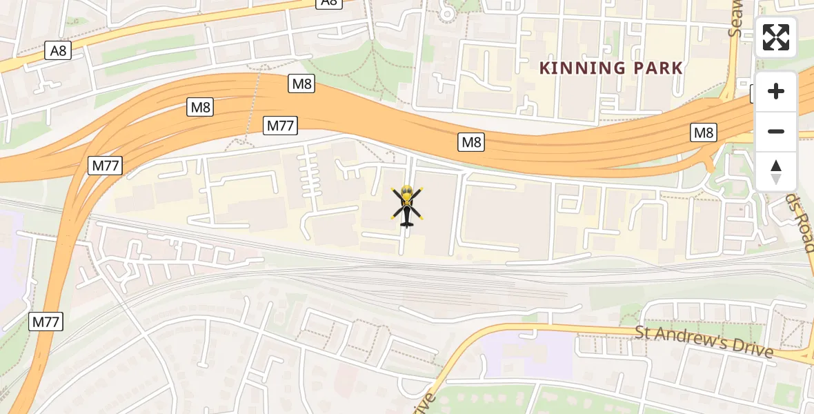 Flight path map showing Police Helicopter route from Glasgow to Glasgow