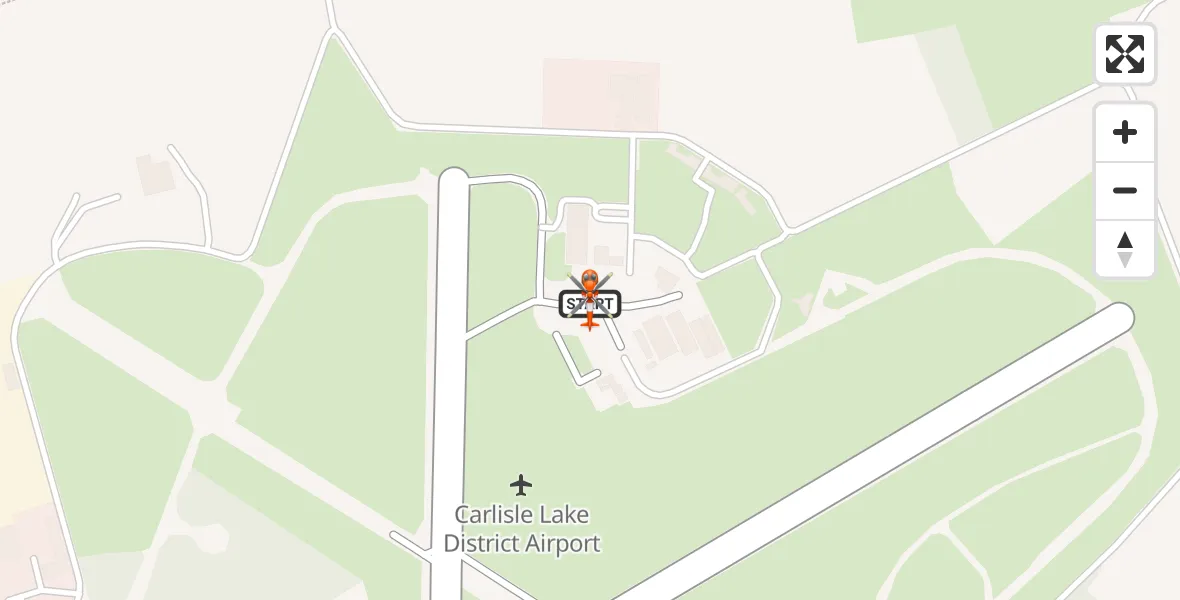 Flight path map showing Coastguard Helicopter route from Carlisle Lake District Airport to Carlisle Lake District Airport