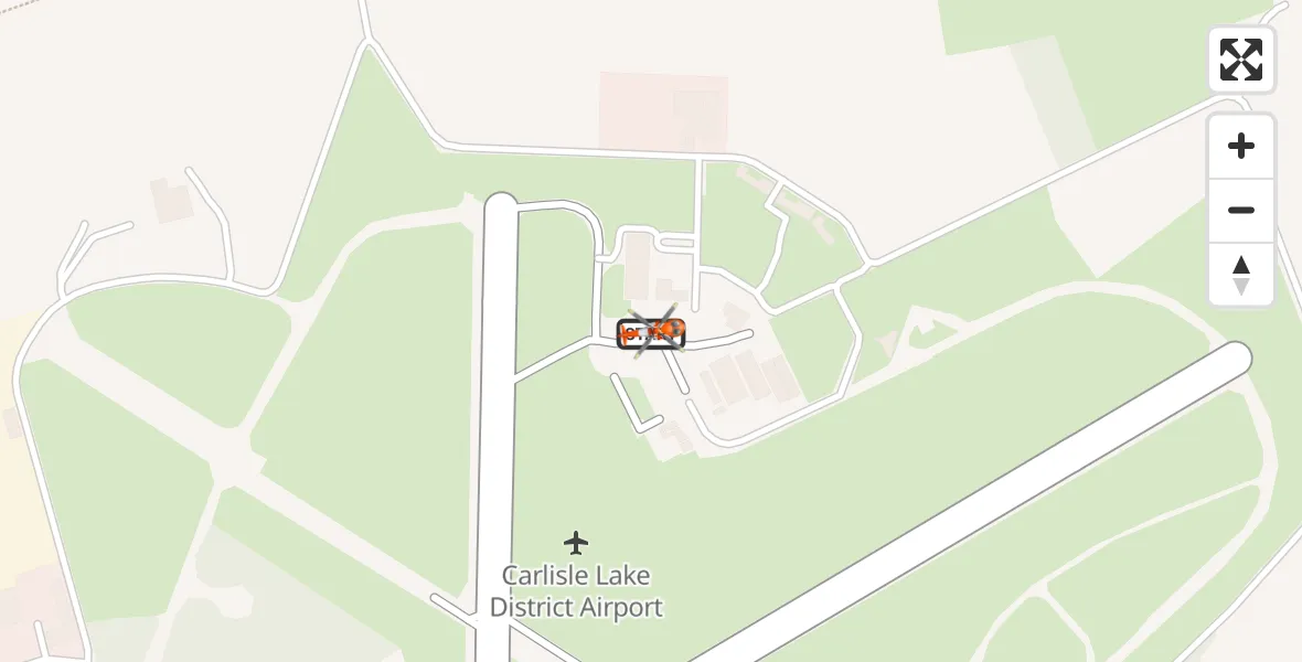 Flight path map showing Coastguard Helicopter route from Carlisle Lake District Airport to Carlisle Lake District Airport