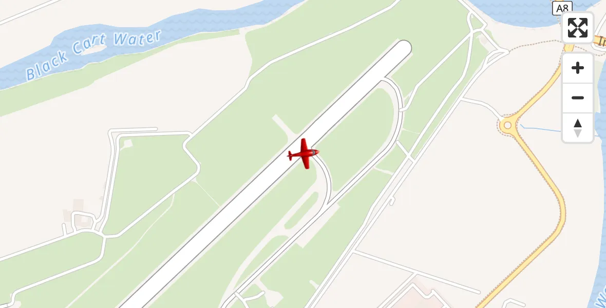 Flight path map showing Air Ambulance Aircraft route from Glasgow Airport to Glasgow Airport