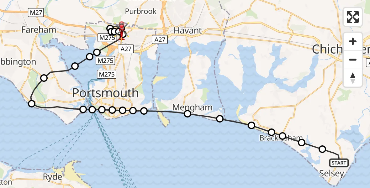 Routekaart van de vlucht: Air Ambulance Helicopter to Queen Alexandra Hospital
