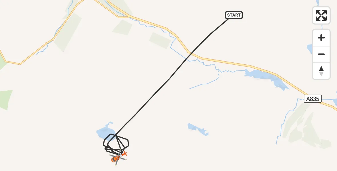 Flight path map showing Coastguard Helicopter route from Highland to Highland