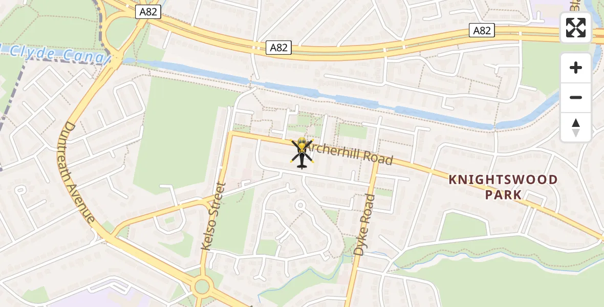 Flight path map showing Police Helicopter route from Glasgow to Glasgow