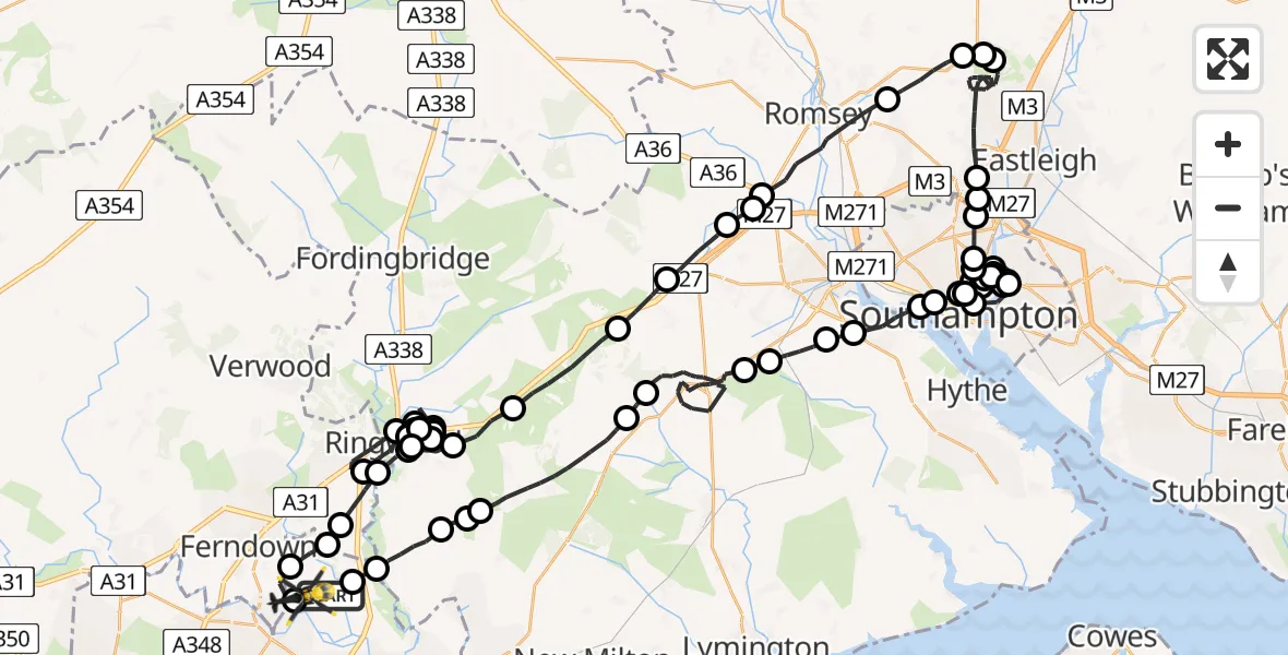 Flight path map showing Police Helicopter route from Bournemouth Airport to Bournemouth Airport