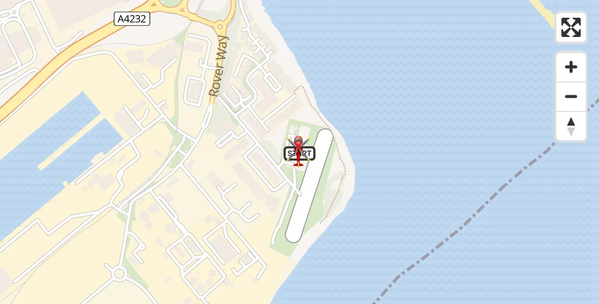 Flight path map showing Air Ambulance Helicopter route from Cardiff Heliport to Cardiff Heliport