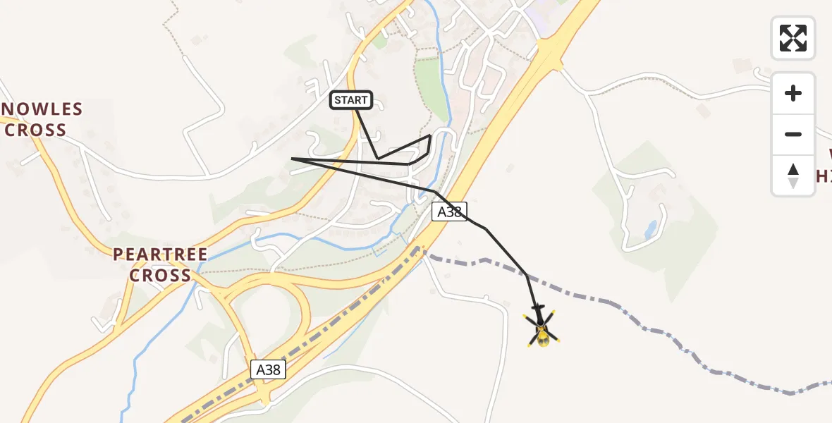 Flight path map showing Police Helicopter route from Ashburton to Ashburton