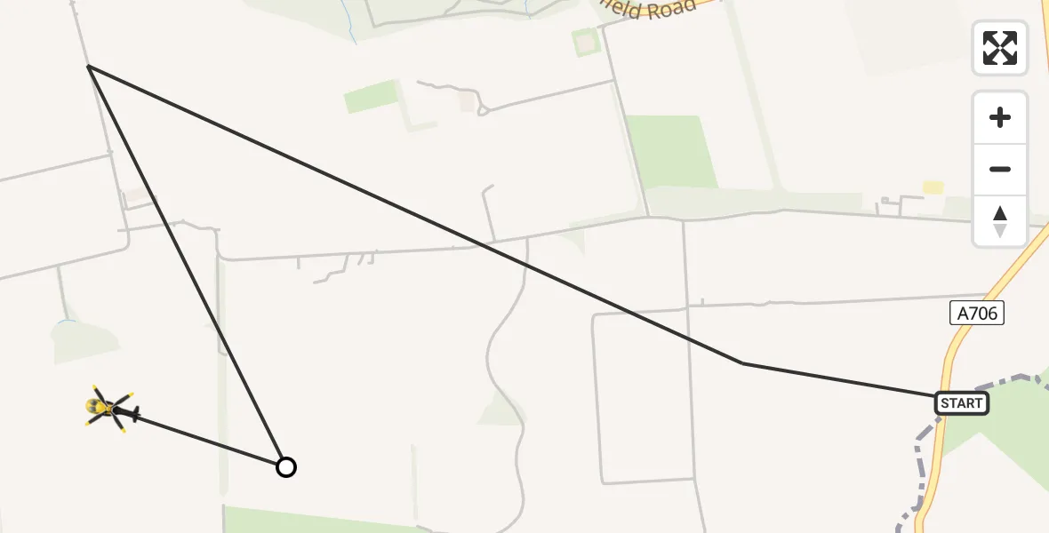 Flight path map showing Police Helicopter route from Bo'ness to Bo'ness