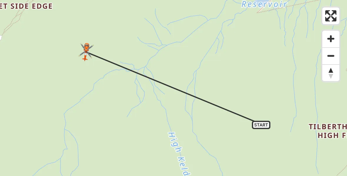 Flight path map showing Coastguard Helicopter route from Coniston to Coniston