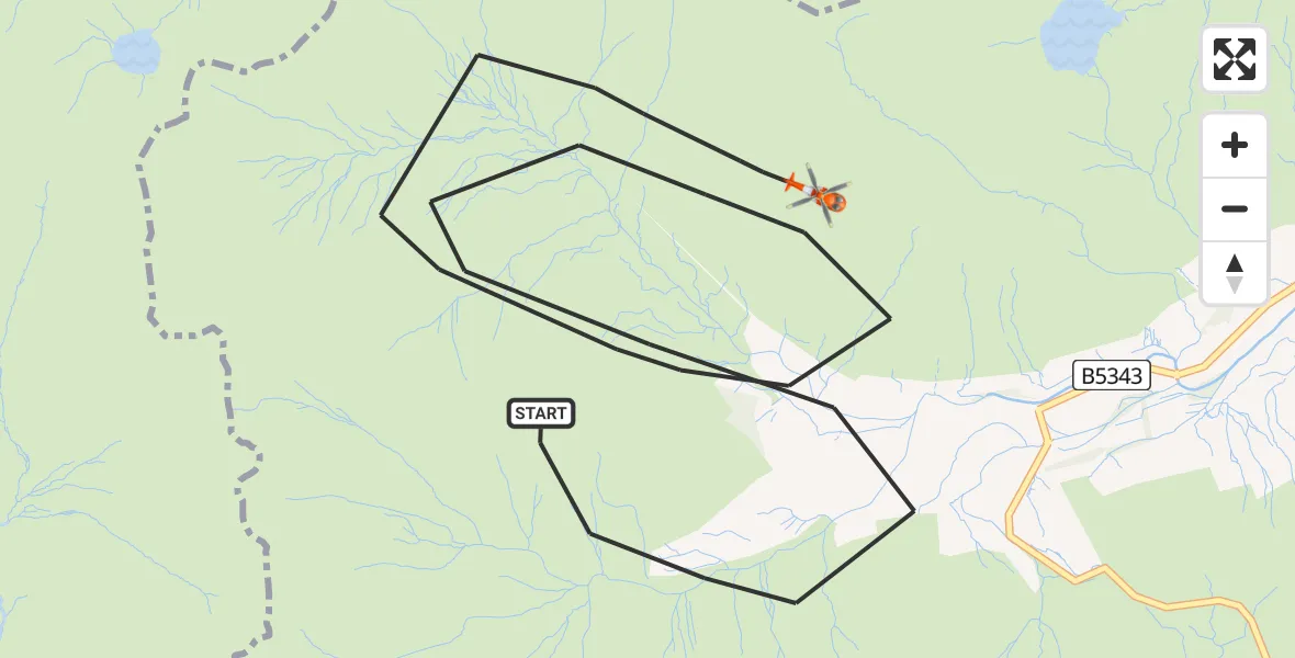 Flight path map showing Coastguard Helicopter route from Lakes to Lakes