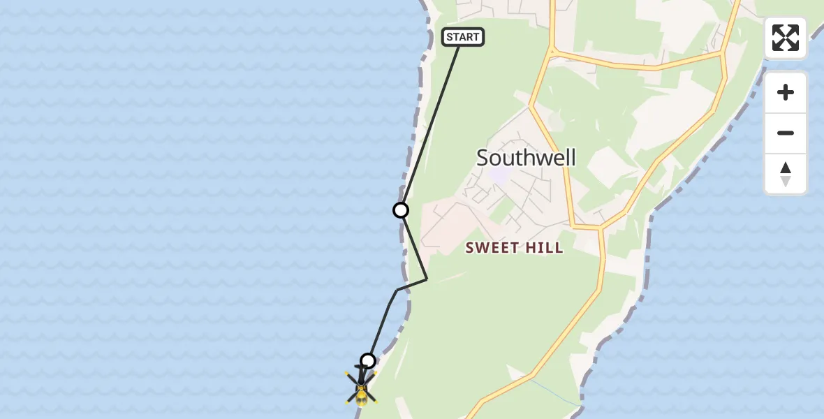 Flight path map showing Police Helicopter route from Weston to Portland