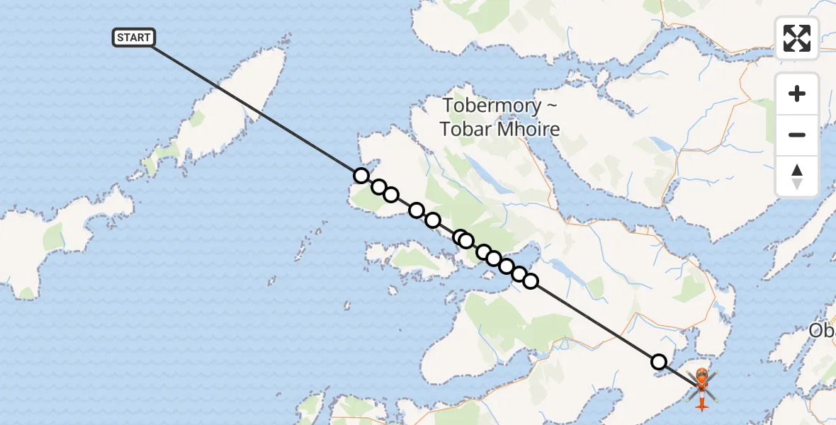 Flight path map showing Coastguard Helicopter route from Inner Seas to Inner Seas