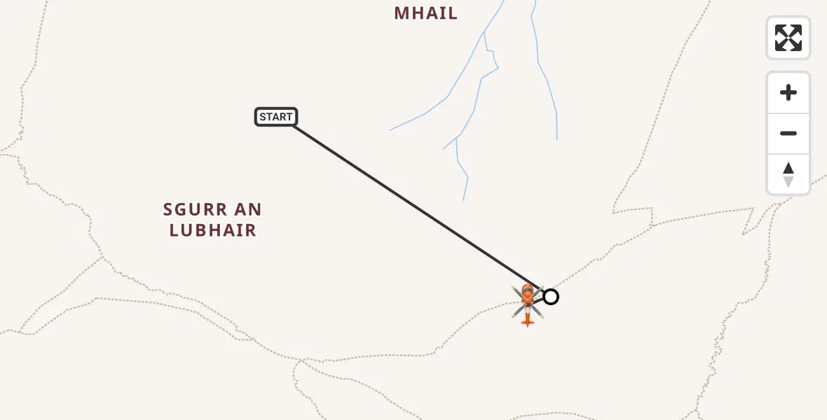 Flight path map showing Coastguard Helicopter route from Sgurr an lubhair to Coire a' Mhail